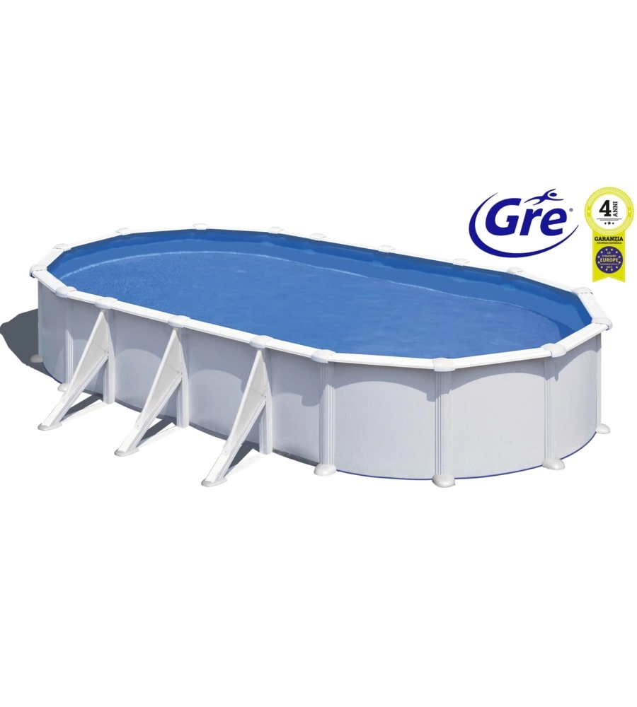 Piscina fuori terra ovale 730x375x120 cm "fidji" con filtro a sabbia, skimmer e scaletta - gre kit730eco